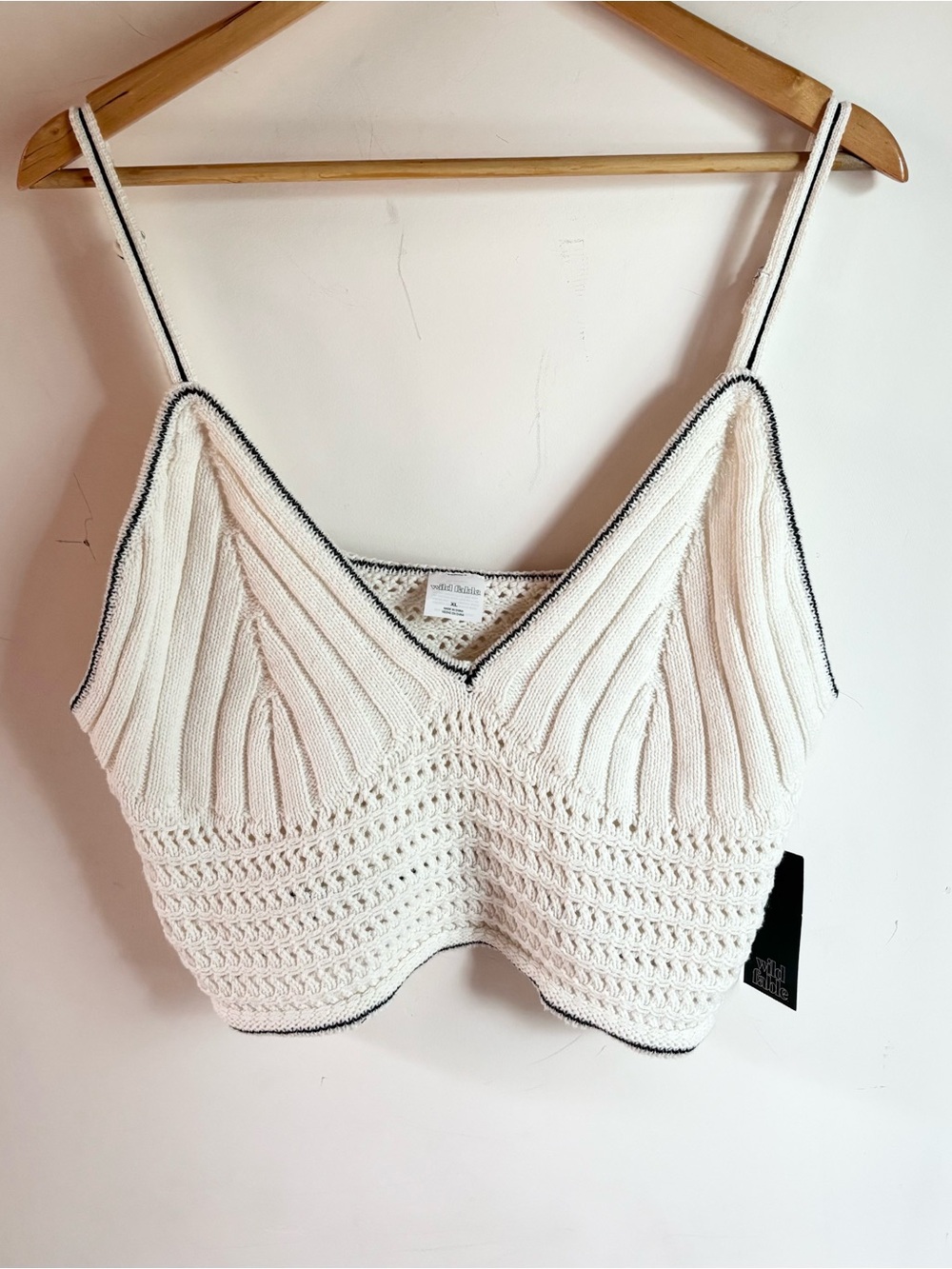 Wild Fable Cream Knit Crochet Bralette